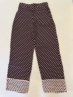 Zara Black and Red Patterned Wide-Leg Pants
